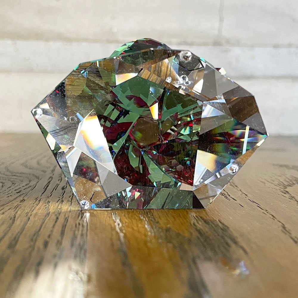 スワロフスキー SWAROVSKI クリスタルフラワーズ Crystal Flowers サボテン ボルドー 花 クリスタルガラス H8.6cm オブジェ アート ♪