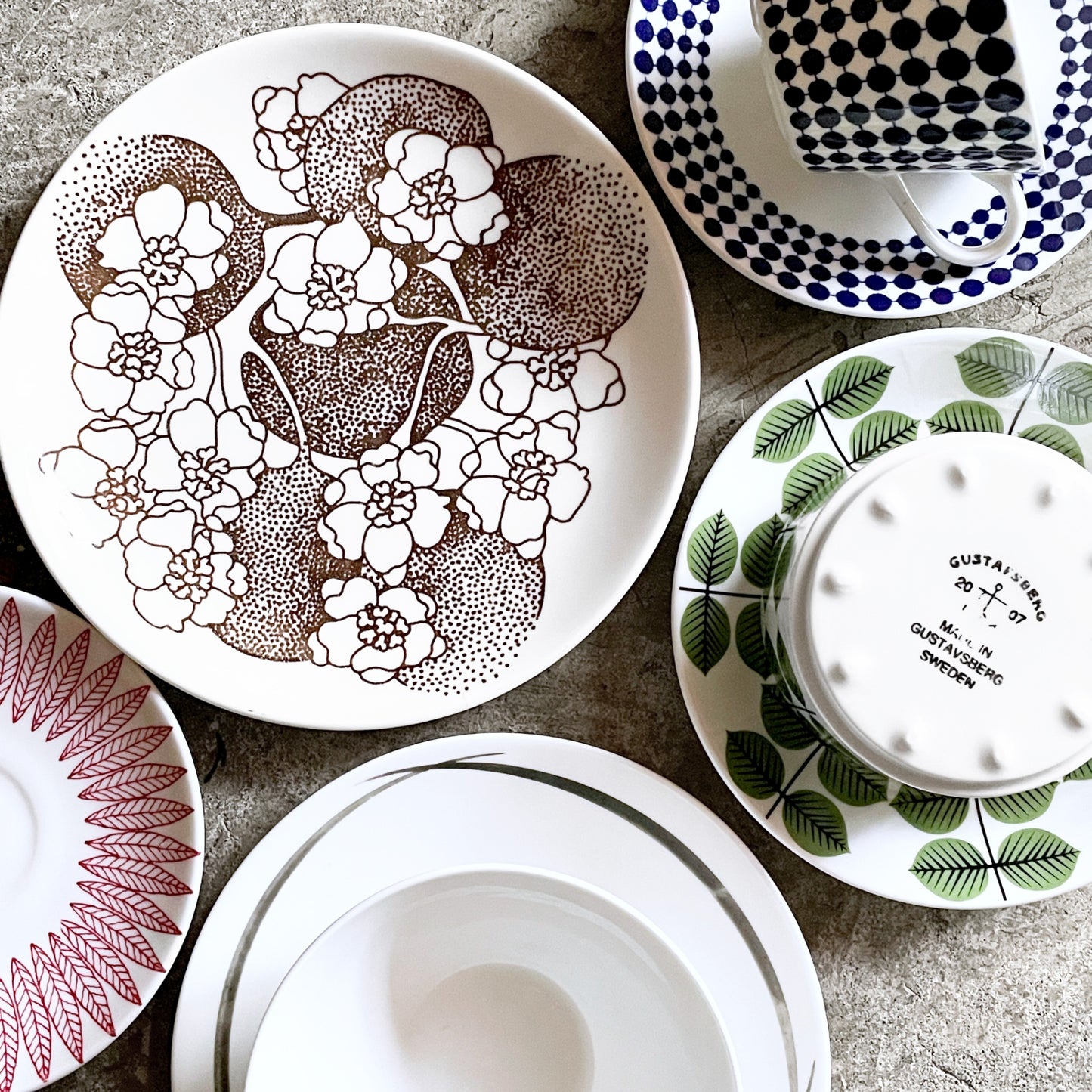 グスタフスベリ GUSTVSBERG アダム ADAM コーヒーカップ&ソーサー C&S スティグ・リンドベリ Stig Lindberg Φ8cm 復刻品 北欧雑貨 ■