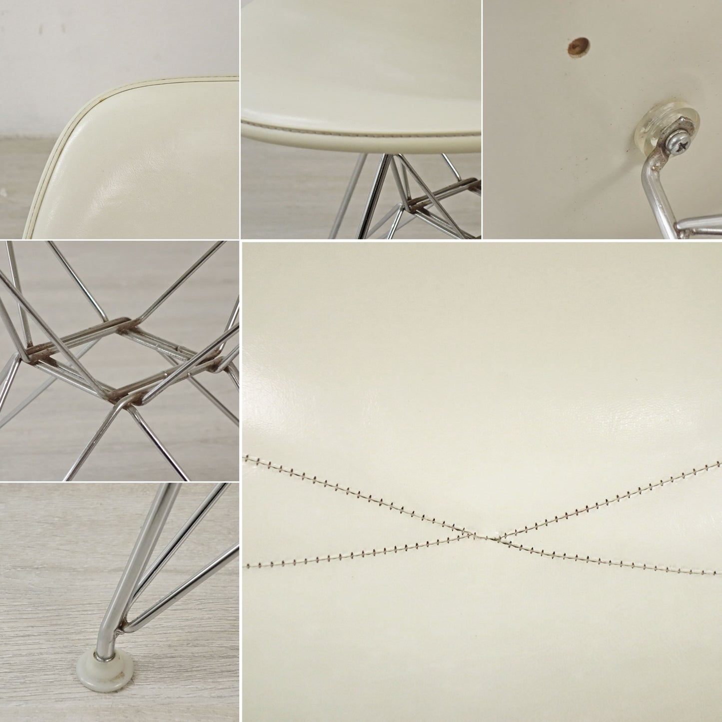 ハーマンミラー Herman Miller サイドシェルチェア サードビンテージ 3rd FRP ナウガレザー ロータイプ エッフェルベース イームズ ●