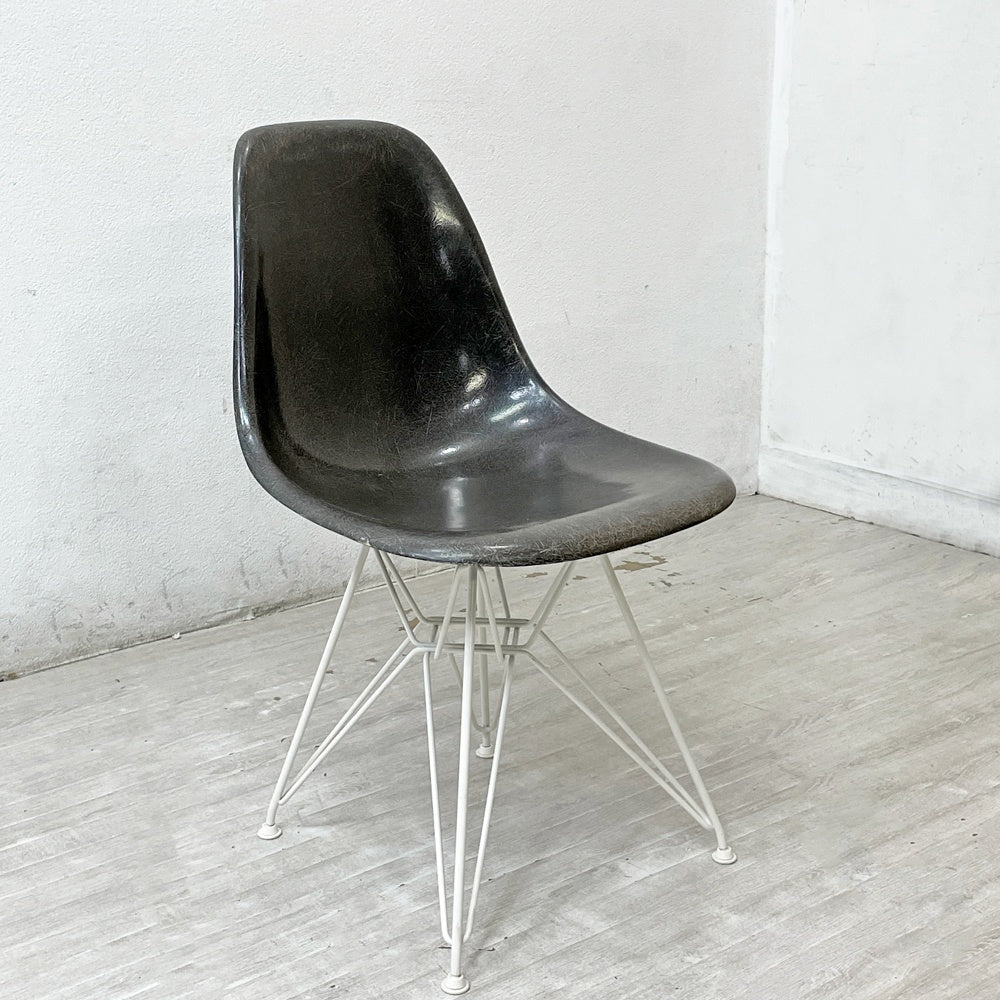 ハーマンミラー Herman Miller 2ndビンテージ サイドシェルチェア FRP製 エレファントハイドグレー ホワイトエッフェルベース C&R イームズ ミッドセンチュリー ●