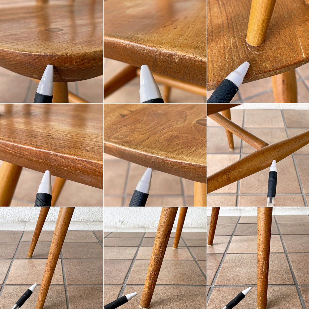 アーコール Ercol フープバックチェア ダイニングチェア スポークバック エルム材 UKビンテージ ブルーラベル 英国家具 ◇