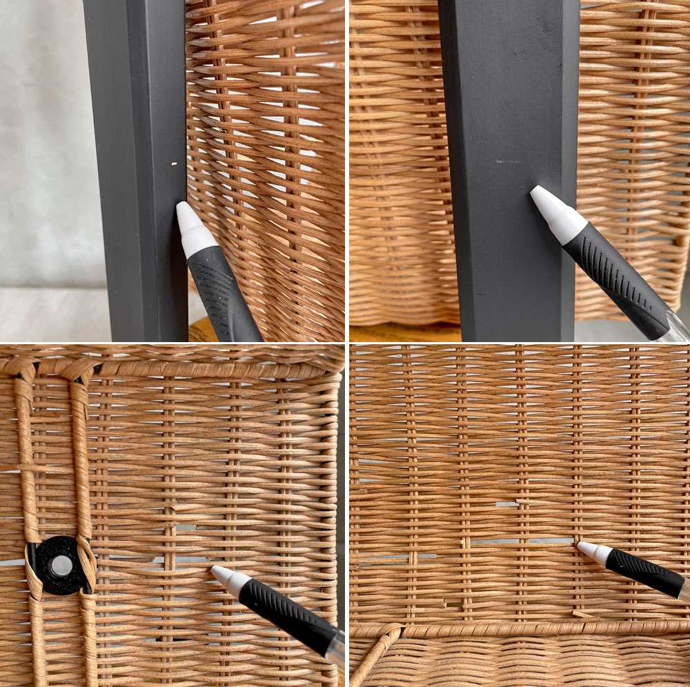 モモナチュラル MOMO Natural ラタン RATTAN サイドテーブル オーク無垢材 ブラック 定価¥28,000- ♪