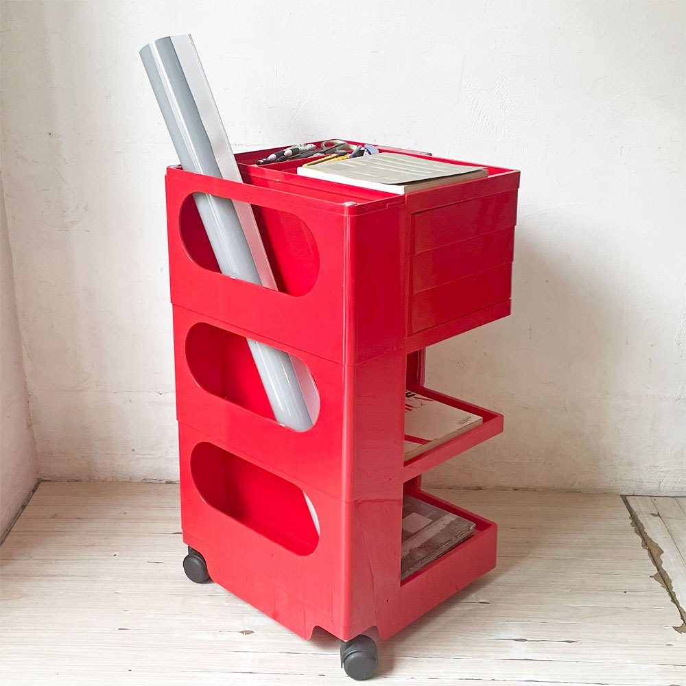 ビーライン B-LINE ボビーワゴン BOBY WAGON 3段3トレー レッド ジョエ・コロンボ メトロクス MoMA イタリア 定価¥82,500- ★