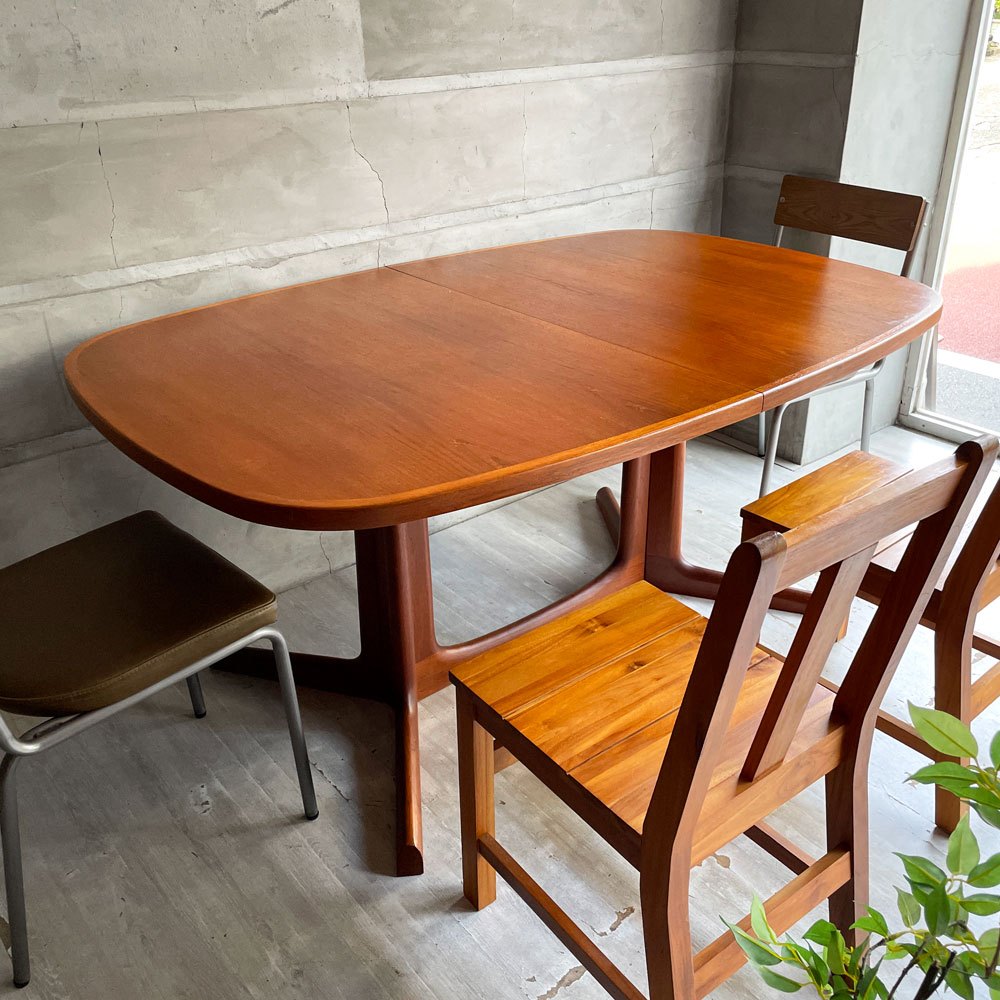 グドメ GUDME エクステンション 伸長式 ダイニングテーブル チーク材 W161~209.5~258cm 追加天板2枚 デンマークビンテージ 北欧家具 ♪