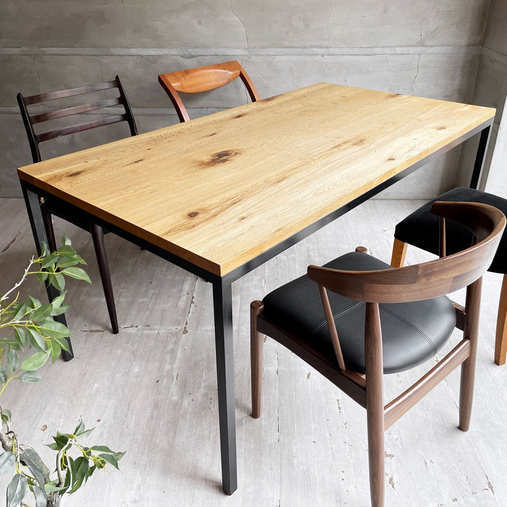 ランドスケーププロダクツ Landscape Products タイツ Tights ダイニングテーブル W150cm ナラ無垢材 スチール ブラック 定価286,000円♪