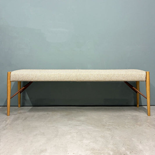 日進木工 NISSIN ホワイトウッドシリーズ WHITE WOOD ベンチ オーク材 × ウォールナット材 カバーリング W145cm ◎