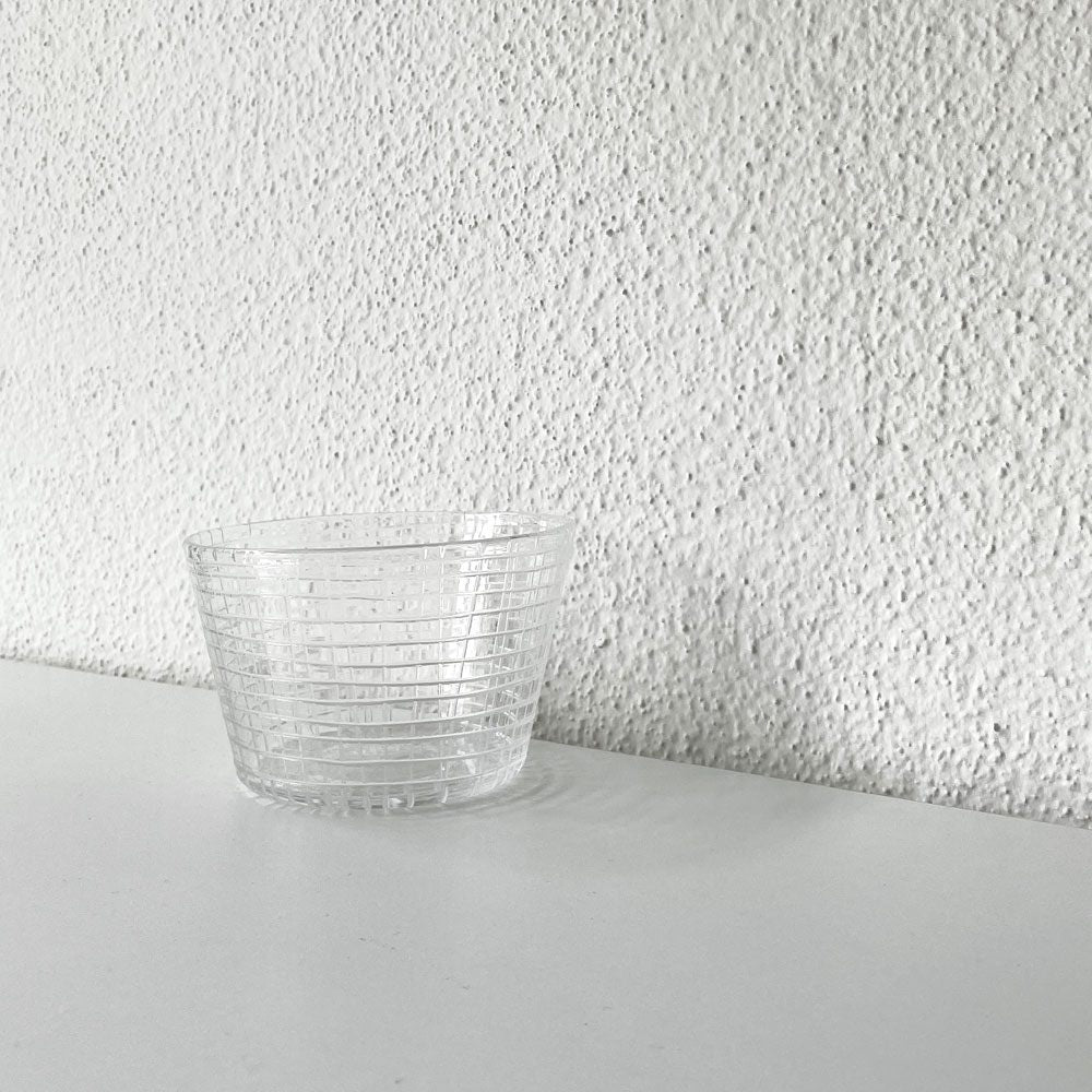 25A】辻和美 Kazumi Tsuji めんちょこ小平 ミゾレ ガラスボウル 鉢 Φ11