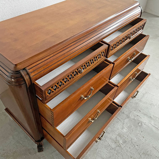 ヨーロピアンクラシカル European Classical ワイドチェスト サイドボード W146.5cm 抽斗8杯 アンティークスタイル 〓