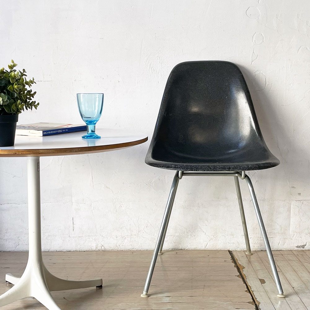 ハーマンミラー Herman Miller サイドシェルチェア セカンド 2ndビンテージ FRP製 Hベース イームズ エレファントハイドグレー 稀少カラー ★