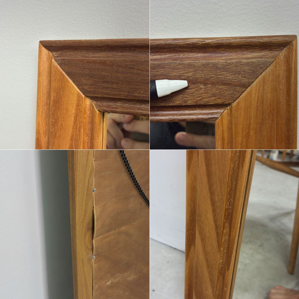 ウォールナットフレーム ウォールミラー Wall Mirror 壁掛け 全身鏡 姿見 無垢材 契り加工 ナチュラルモダンデザイン ●