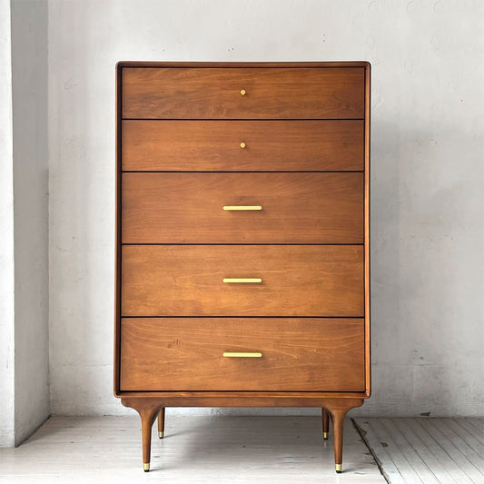 サンダー デザイン XANDER DESIGNS ジュリー JULIE ハイ チェスト HIGH CHEST 5ドロワー 真鍮ハンドル 北欧デザイン 定価¥209,000- ★