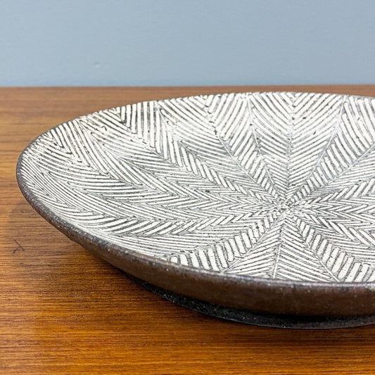 池田大介 ヘリンボーン 8寸皿 プレート ケーキ皿 Φ25.5cm 現代作家 三島手 陶器 大皿 丸皿 盛り皿 和食器 ◎