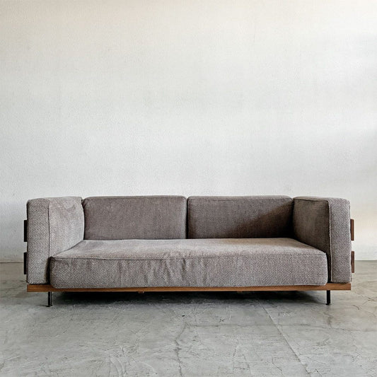 モモナチュラル MOMO Natural エヌボックス N.BOX SOFA ワイド3Pソファ カバーリングファブリック グレー系 オーク材 W205cm 定価¥205,000-以上 〓