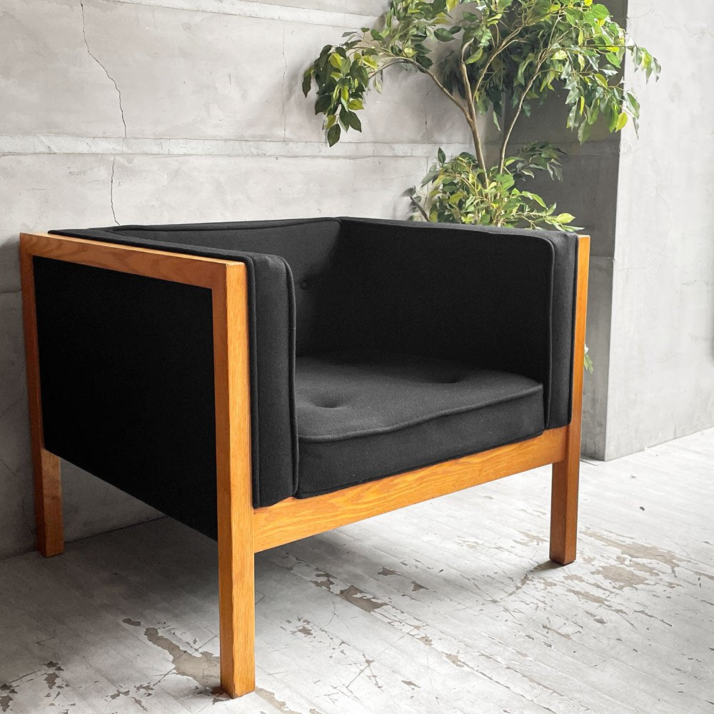 ハーマンミラー Herman Miller ネルソンキューブ アームチェア ラウンジチェア 1pソファ オーク無垢材 ジョージネルソン George Nelson ♪