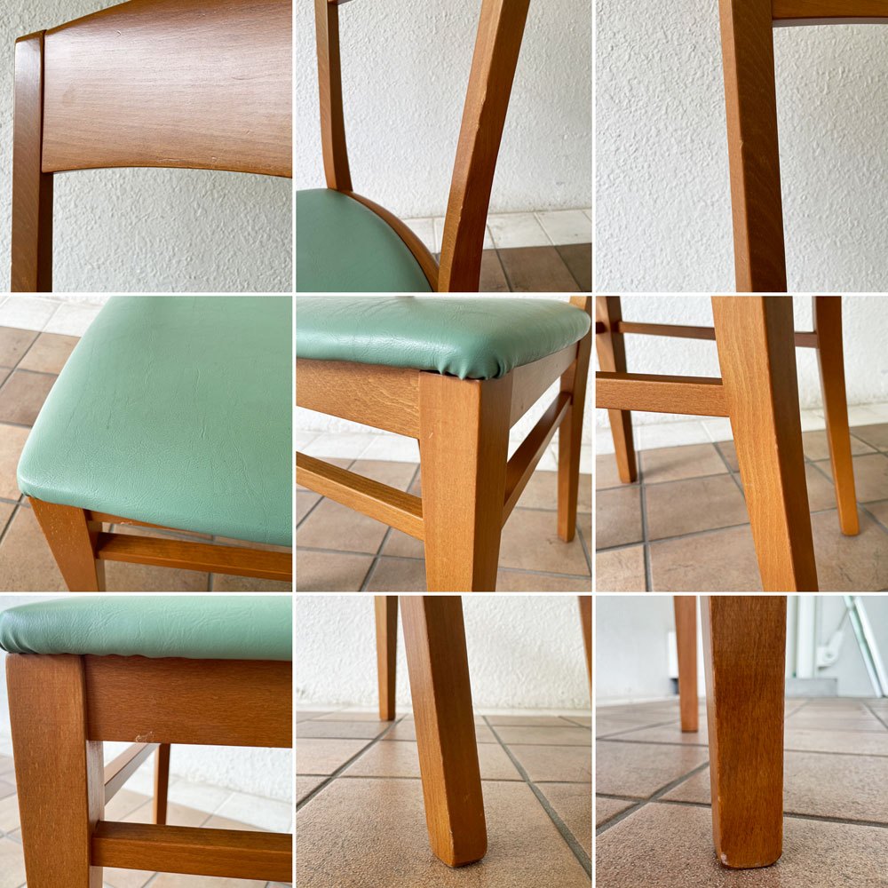 カリガリス Calligaris ビーチ材 ダイニングチェア グリーン系カラー PVCレザーシート 合皮 2脚セット イタリアモダン ◇