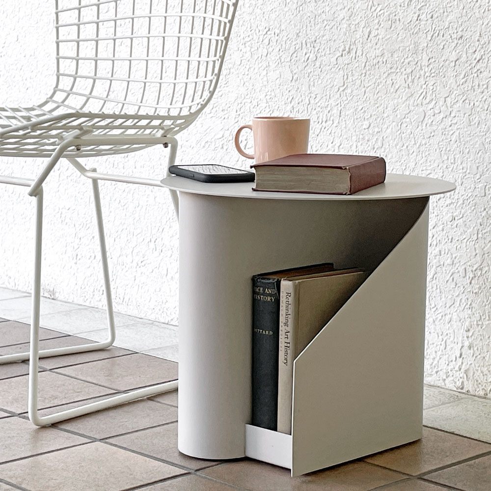 ウッド WOUD セントラムサイドテーブル SENTRUM SIDE TABLE ラウンド マガジンラック Φ40cm スチール ホワイト 北欧 デンマーク ◇