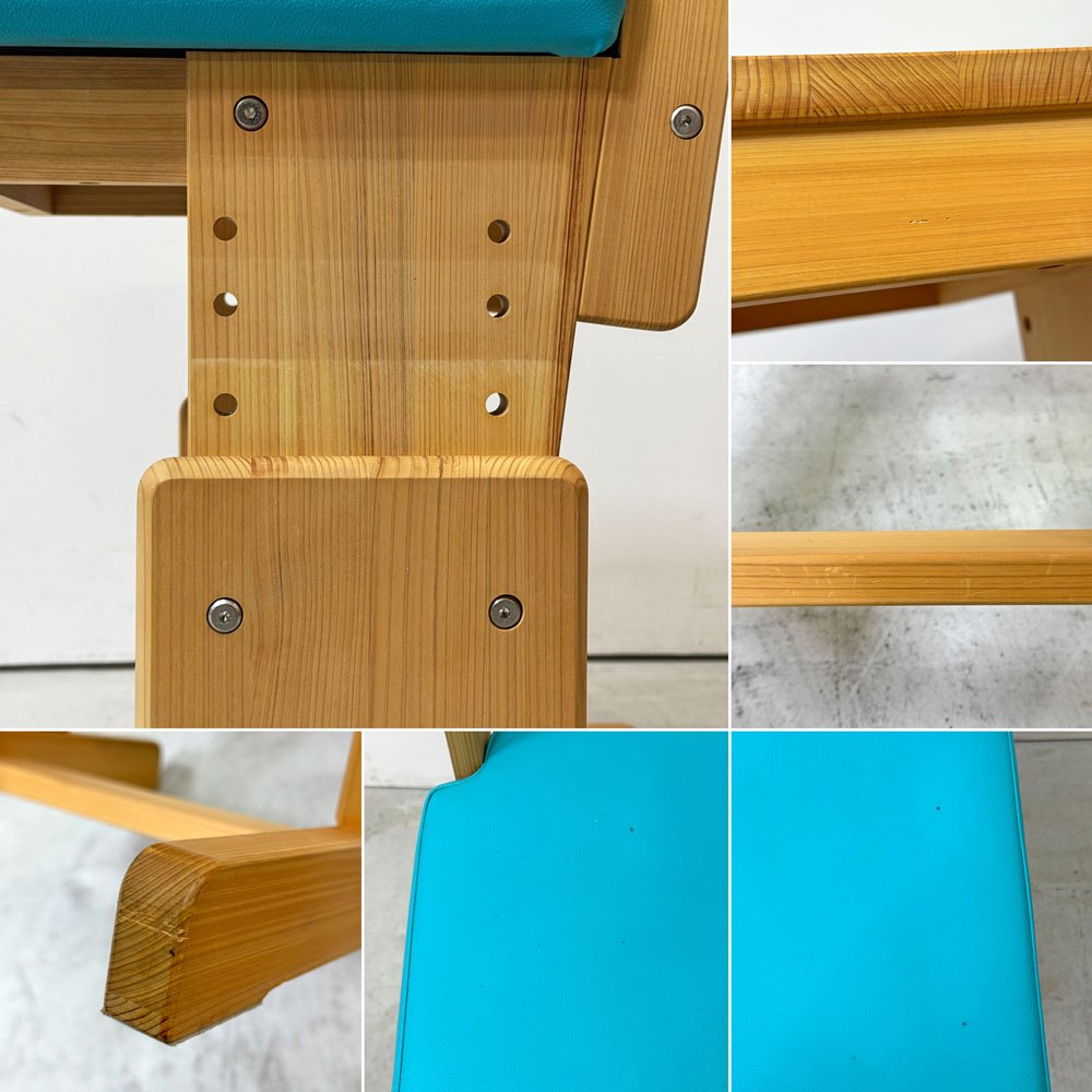 キシル XYL 2本脚 チェア pop 学習椅子 国産檜無垢材 PVCレザー そら 座面高さ調節 替え板座付 ナチュラル シンプル ●