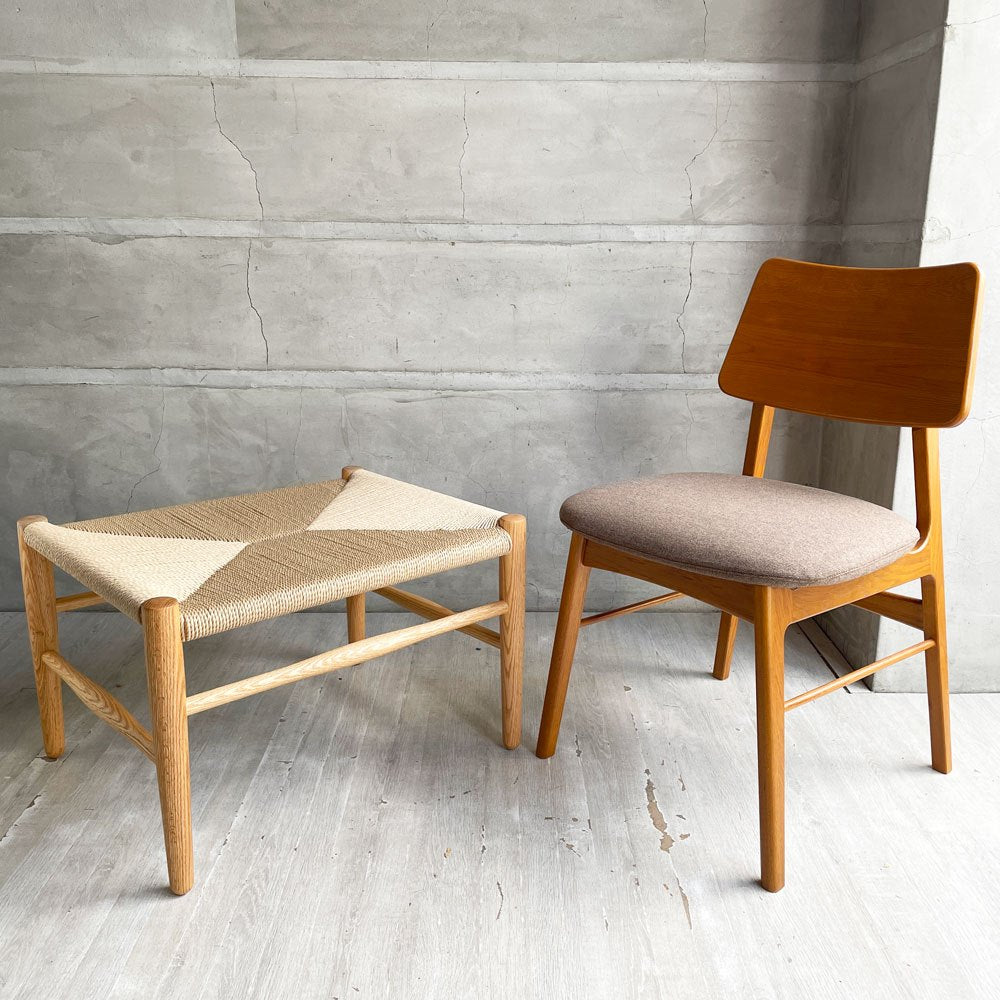 ワイスワイス WISE WISE チノ CHINO オットマン フットスツール BC-107 ペーパーコード × オーク材 オイルフィニッシュ 未使用保管品 定価¥52,500- ♪