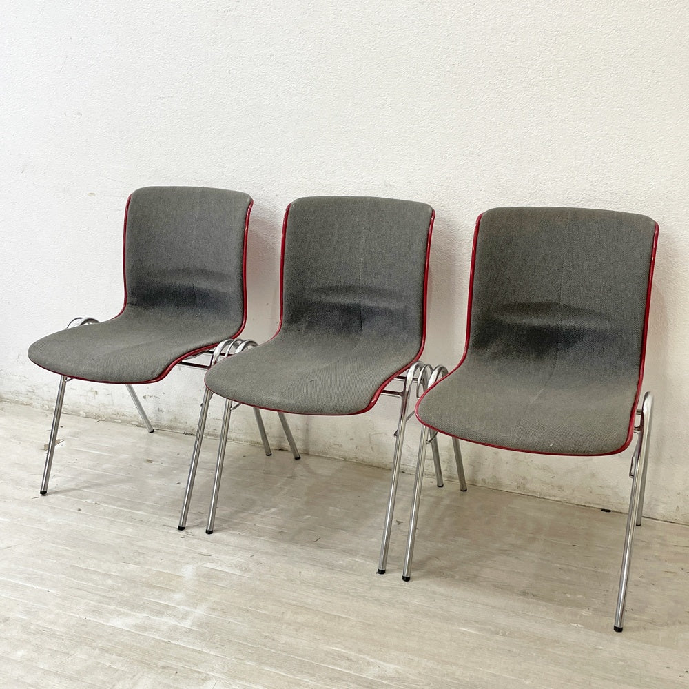 コトブキ KOTOBUKI 柳宗理 FRP サイドチェア 別注 レッドシェル オリジナルファブリック スタッキング ジャパニーズミッドセンチュリー ビンテージ LowタイプB ●