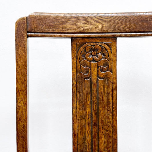 UKビンテージ vintage オーク材 ダイニングチェア バルボスレッグ PVCレザー 英国家具 アンティーク B ●