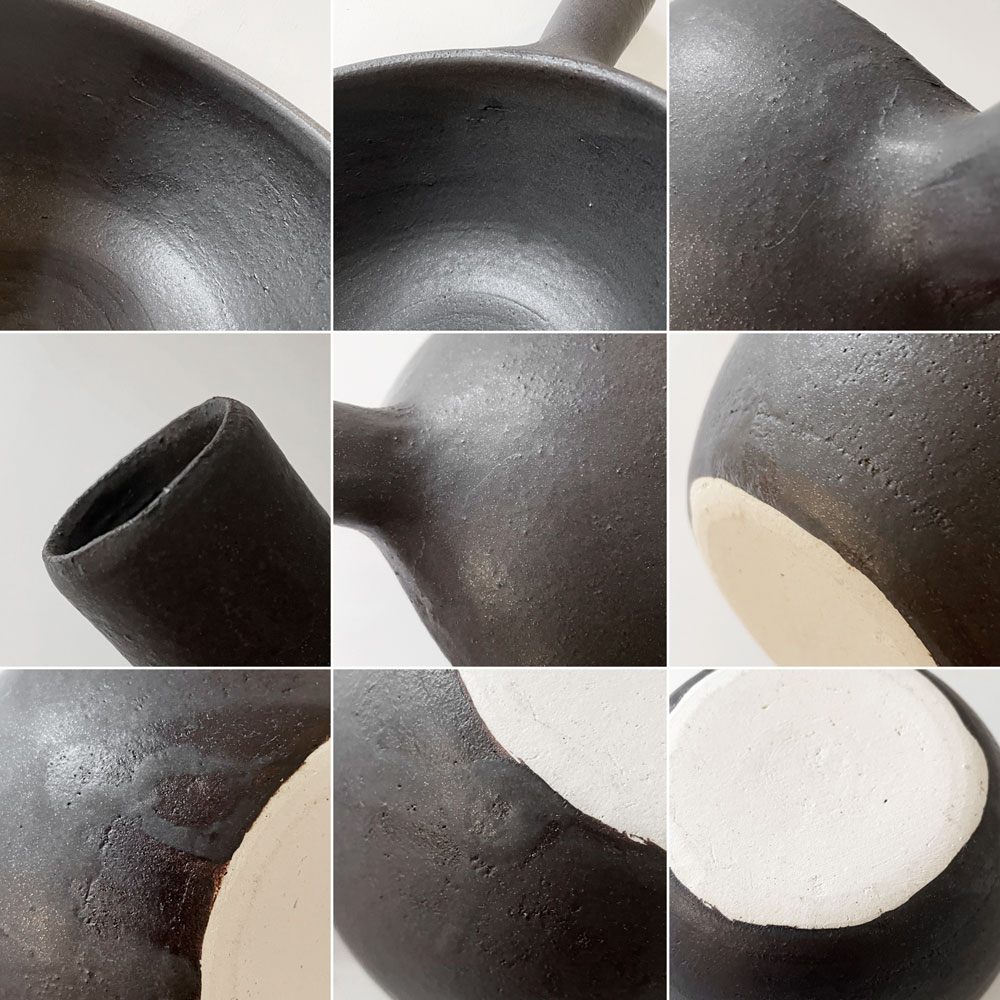 正島克哉 Katsuya Shoujima 片手土鍋 黒 小 全幅19.5cm 直火可 工房正島 現代作家 C ◎