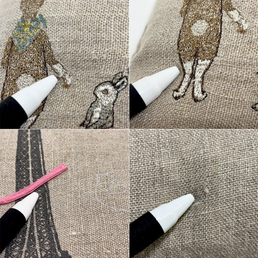 コーラルアンドタスク Coral & Tusk クッション エッフェル塔 ウサギ 刺繍 カバーリング 31×41cm 廃番 ●