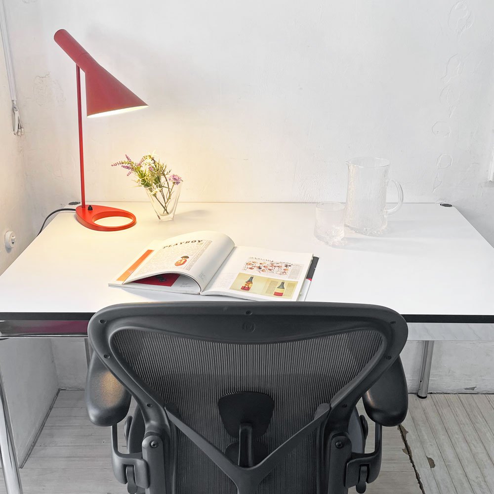 USMハラー USM Haller モジュラーファニチャー ハラーテーブル ワーキングデスク W125cm アジャスター パールグレーラミネート(ホワイト) 高さ調整機能付き スイス ★