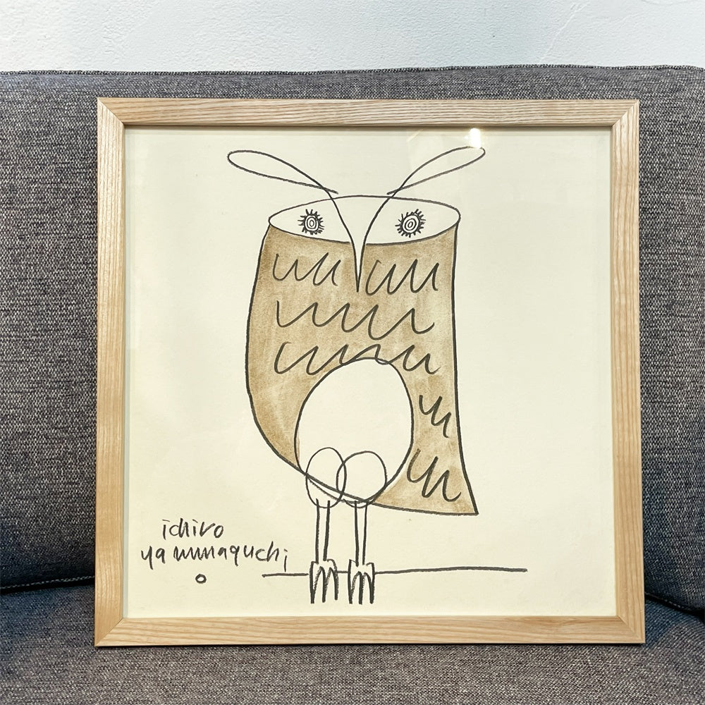 イデー IDEE 山口一郎 OWL 梟 フクロウ アートポスター ジクレー 額装 元箱付 展示品 ★