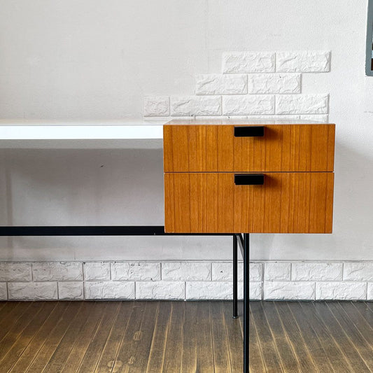 メトロクス METROCS F031 デスク プチデスク ホワイト×ブラック 右袖 チーク材 W130cm ピエール・ポラン フレンチモダン ミッドセンチュリー ◎