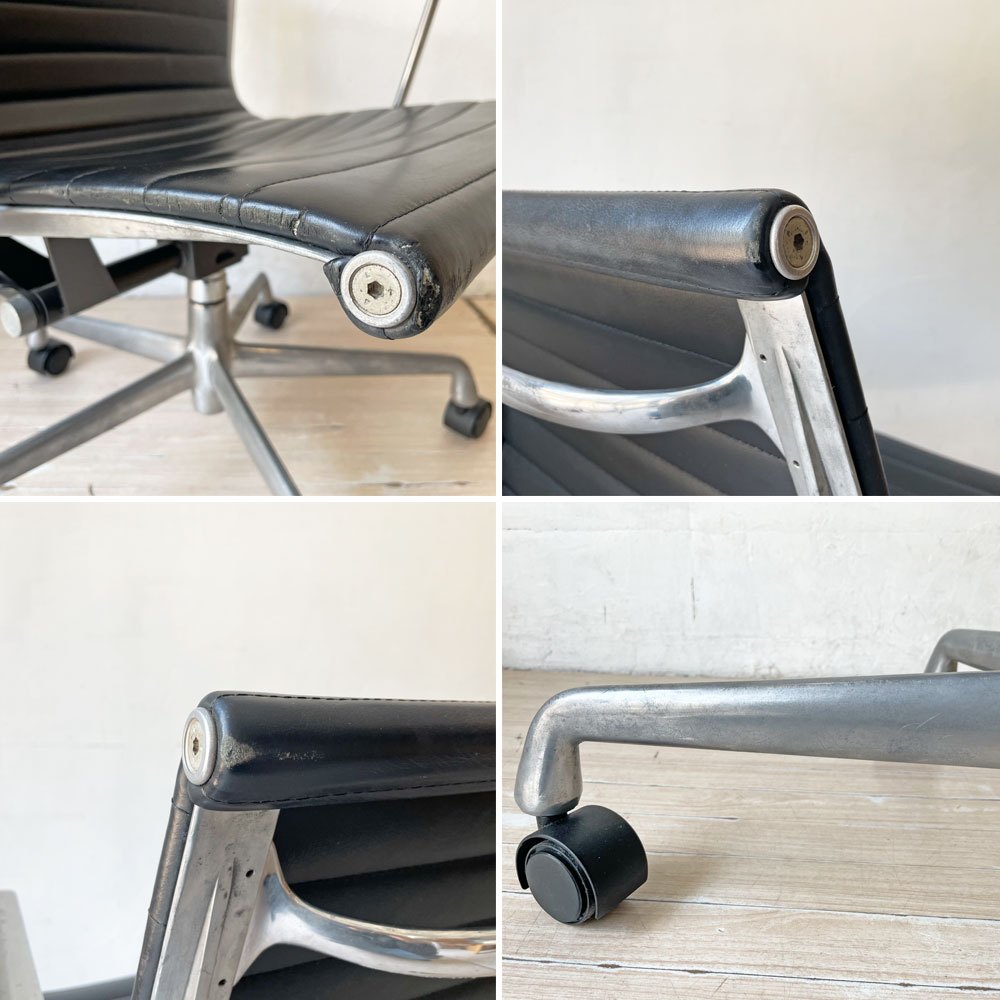 ハーマンミラー Herman Miller アルミナムグループ マネジメントチェア 本革 5本脚 C&Rイームズ ミッドセンチュリー 定価¥400,400- ★