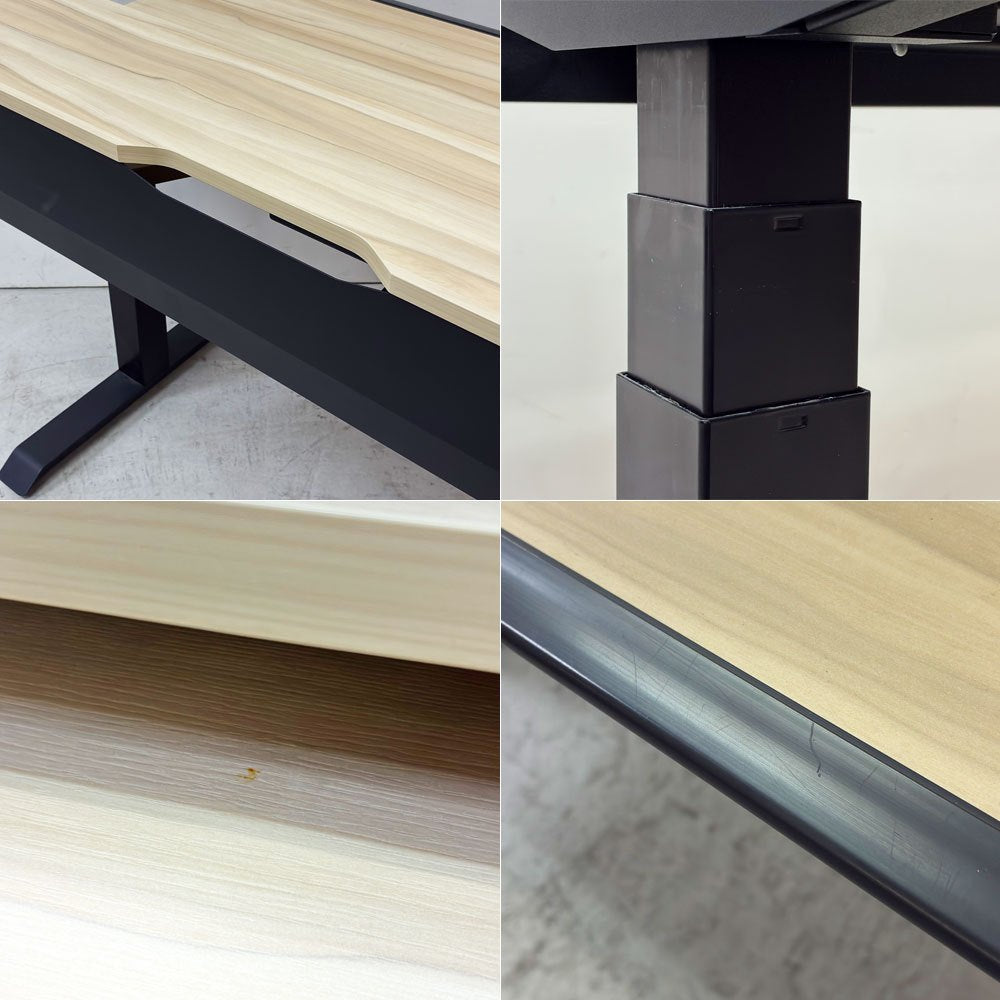 コクヨ KOKUYO ハイエンドシリーズ シークエンス SEQUENCE 電動昇降デスク W1150 チルトテーブル ベーシックレバー ハイグレードカラー ウォームミディアム天板×ブラック脚 定価¥294,910- ●