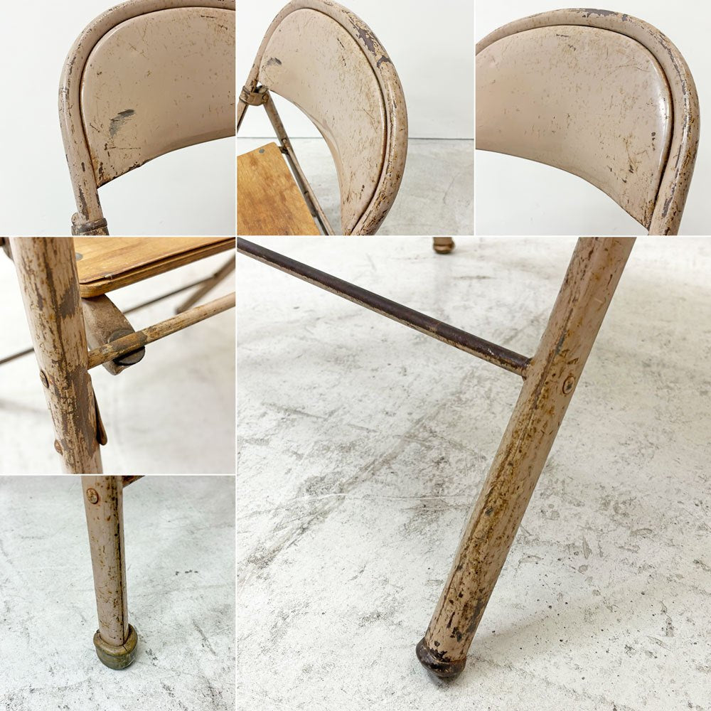アメリカンシーティングカンパニー AMERICAN SEATING COMPANY フォールディングチェア プライウッド × スチール USビンテージ D ●