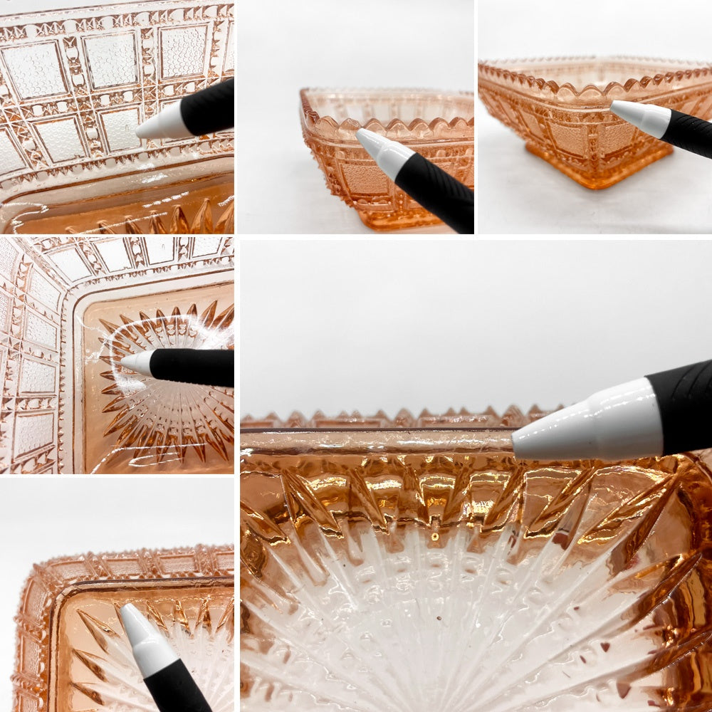 インペリアルグラス Imperial Glass ビーデッドブロック Beaded Block ボウル ピンク USビンテージ ●