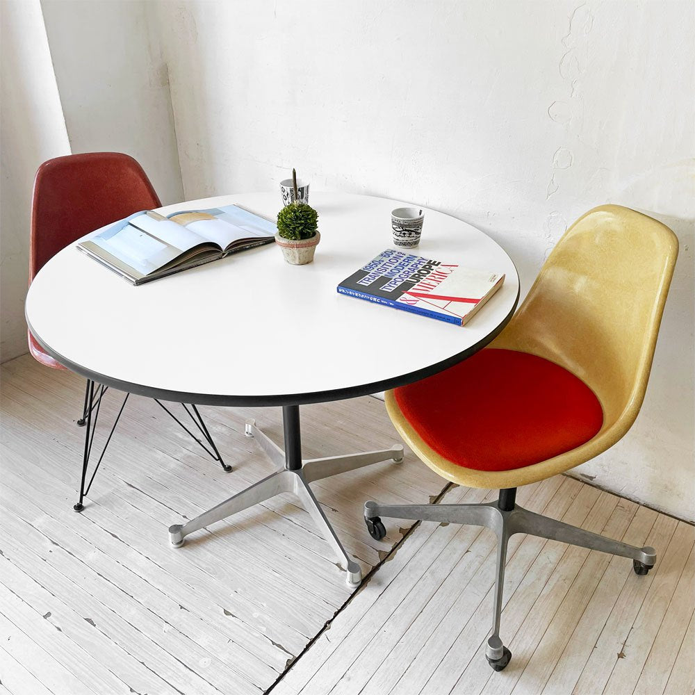 ハーマンミラー Herman Miller コントラクトテーブル Contract table ラウンド ホワイト Φ106cm C&R イームズ ミッドセンチュリー ★