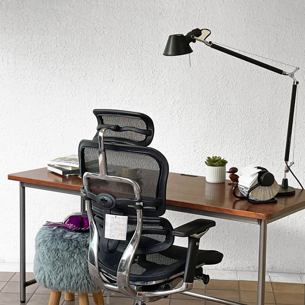インダストリアルデザイン Industrial Design ワークデスク ウッド天板xスチールレッグ W160cm 配線孔 ◇