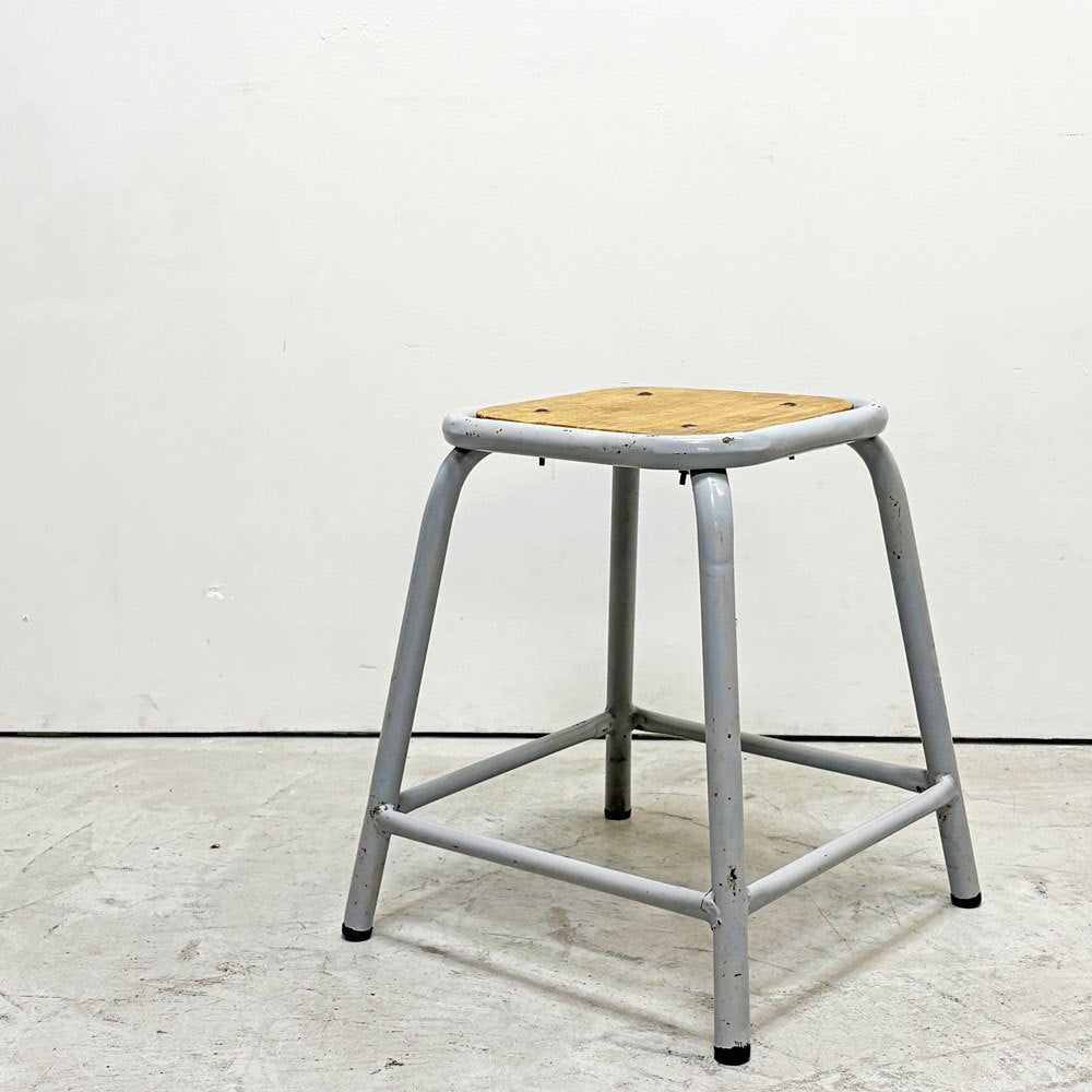 フランスビンテージ French Vintage スツール スチール × 板座 花台