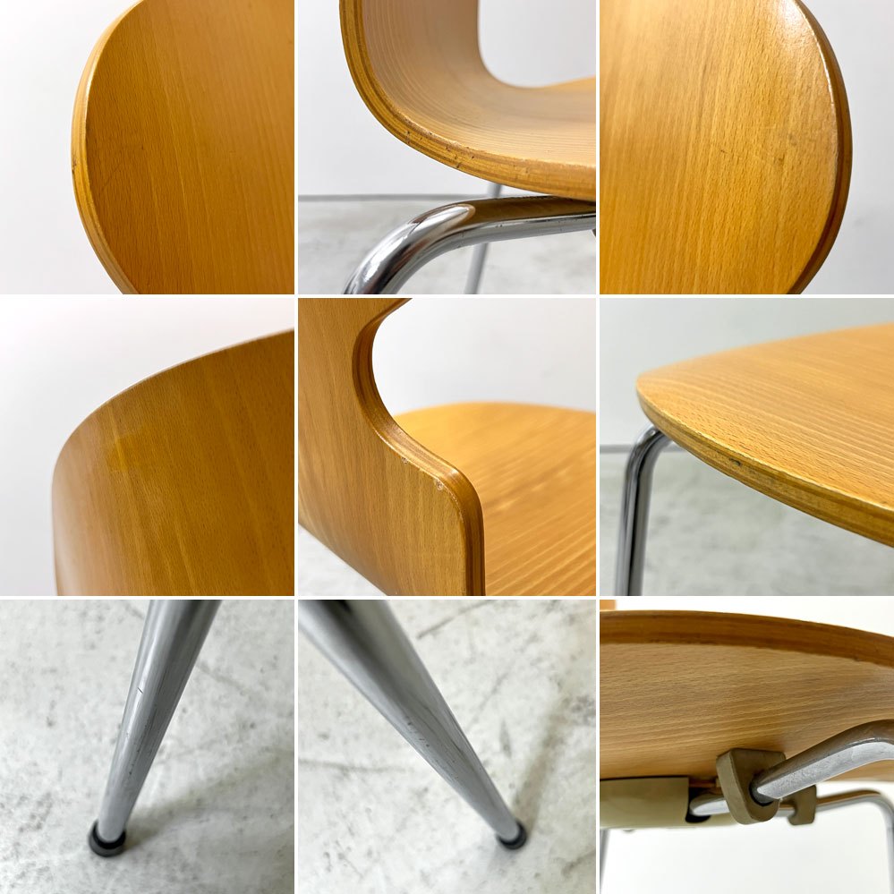 フリッツハンセン Fritz Hansen 3101 アリンコチェア アントチェア 4本脚 ナチュラルビーチ ラッカー仕上げ フェルトグライズ アルネ・ヤコブセン B ●