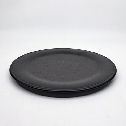 杉田明彦 リム皿 小 木製プレート Φ22cm 欅 漆器 黒 現代作家 B ●