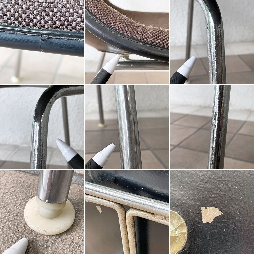 ハーマンミラー Herman Miller サイドシェルチェア MFS製 FRP アプホルスター ファブリック Hベース イームズ ビンテージ 張替え済 ◇