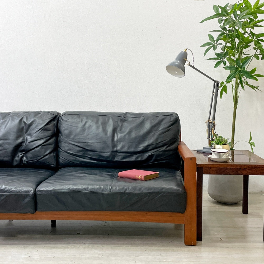 アクタス ACTUS ボスコ A-BOSCO 3S SOFA 3Pソファ チェリー無垢材 本革 レザー 参考価格約25万円 ●