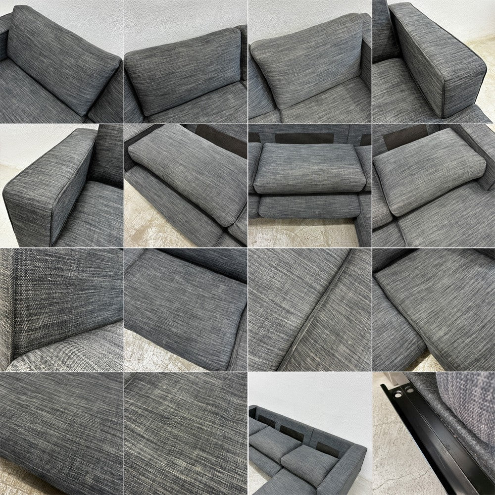 ボーコンセプト BoConcept I.D.V. カウチ ソファ セット ワンアーム 2P + シェーズロング リネン風ネイビー系ミックス色生地 背座カバーリング仕様 W265cm デンマーク 北欧家具 〓