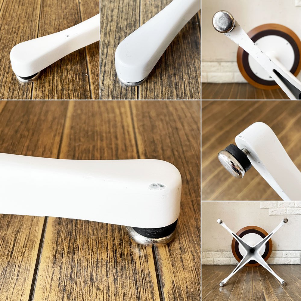 ハーマンミラー Herman Miller ペデスタルテーブル Nelson Pedestal Table サイドテーブル Φ43cm ホワイト天板 ジョージ・ネルソン ミッドセンチュリー 定価¥156,200- ◎