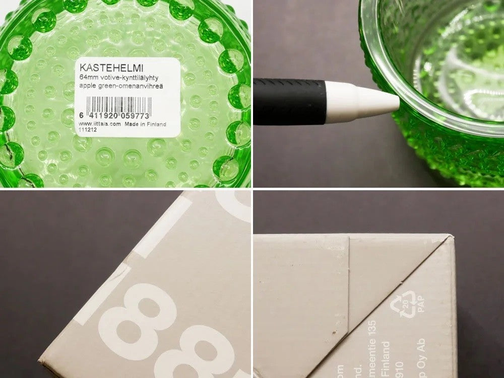 イッタラ iittala カステヘルミ Kastehelmi キャンドルホルダー 64mm アップルグリーン オイバ・トイッカ Oiva Toikka フィンランド 北欧雑貨 ●