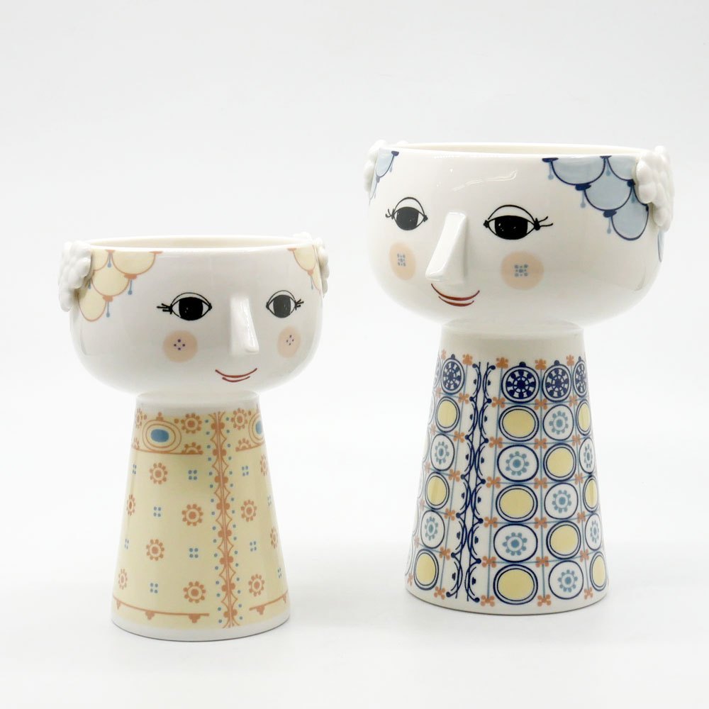 ビヨン・ヴィンブラッド BJORN WIINBLAD デコール DECOR エヴァ EVA フラワーベース 花器 ブルー H18.5cm 箱付き デンマーク 北欧雑貨 ●