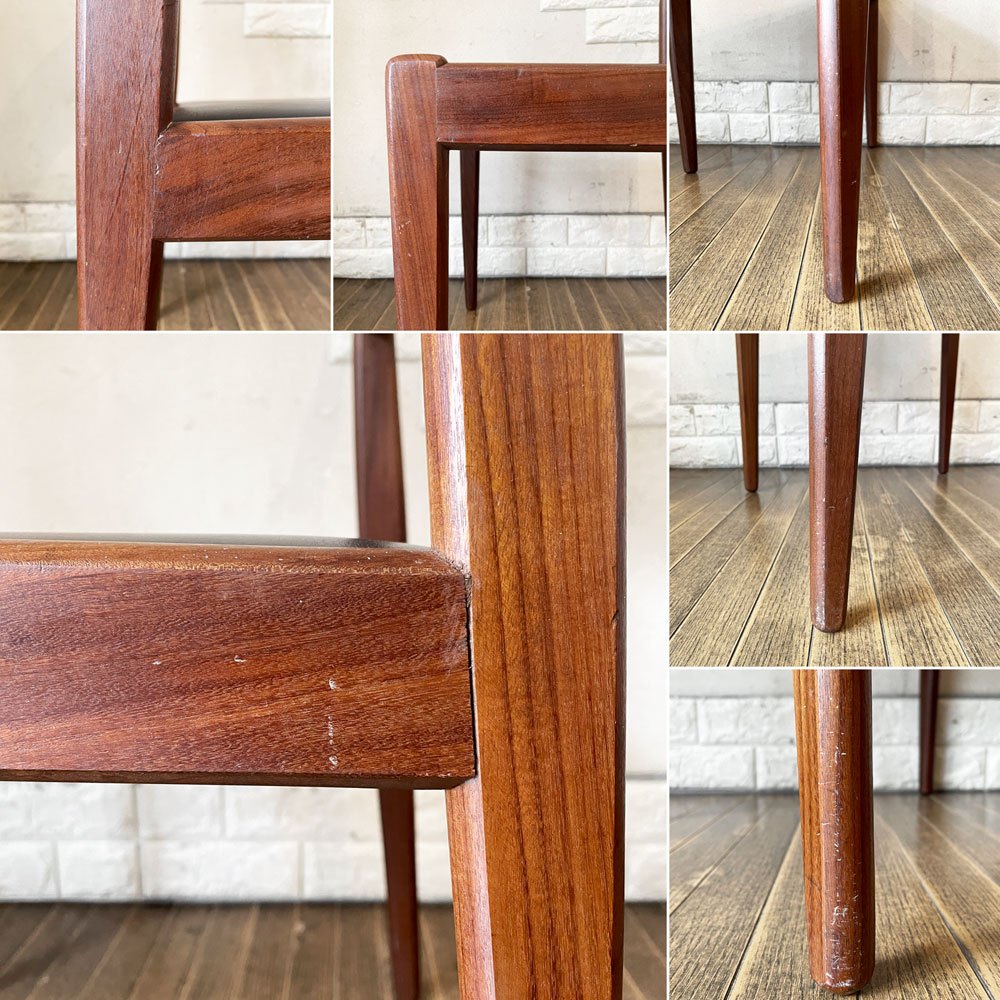 デンマークビンテージ Danish Vintage チーク材 ダイニングチェア PVCレザー ブラック 北欧家具 ◎