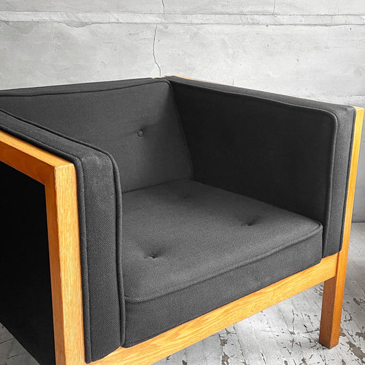 ハーマンミラー Herman Miller ネルソンキューブ アームチェア ラウンジチェア 1pソファ オーク無垢材 ジョージネルソン George Nelson ♪