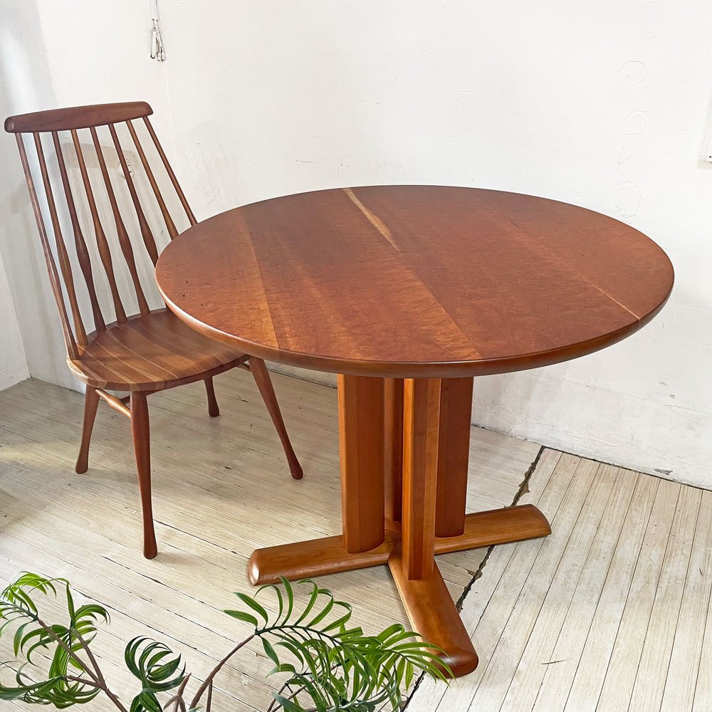 シラカワ家具 Shirakawa ネオテーブル NEO Table ダイニングテーブル ラウンドテーブル 円形 1本脚 チェリー無垢材 定価 ¥200,200- ★