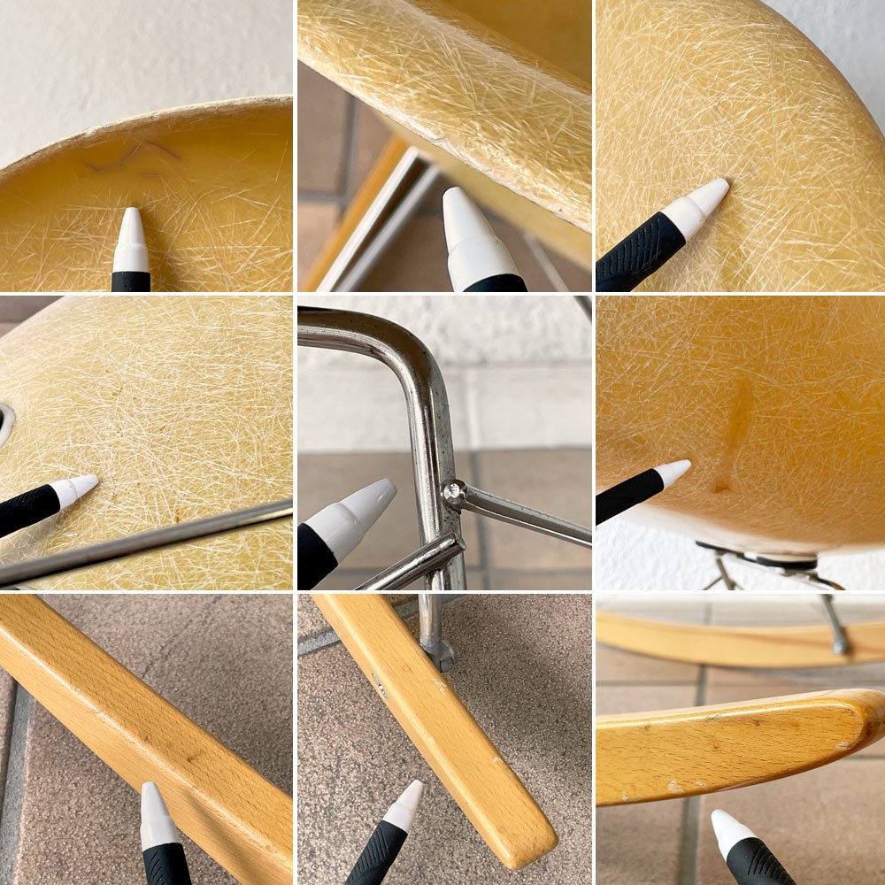 ハーマンミラー Herman Miller アームシェルチェア 2nd FRP ロッカーベース オークルライト イームズ ミッドセンチュリー ◇