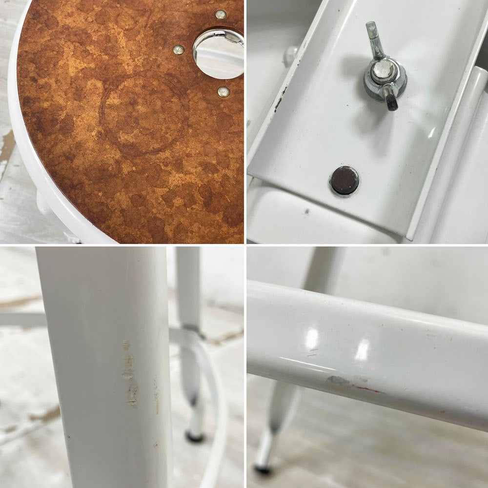 ニコル NICOLLE チェア CHAIR H45 ダイニングチェア ホワイト 専用牛革シートパッド付き インダストリアル フランス ●