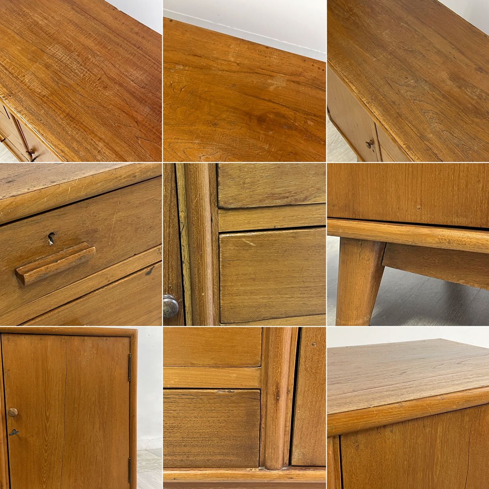 ヒッカドゥワ HIKKADUWA チーク無垢材 サイドボード キャビネット W190cm 鍵付き収納 バリ家具 アジアン ●